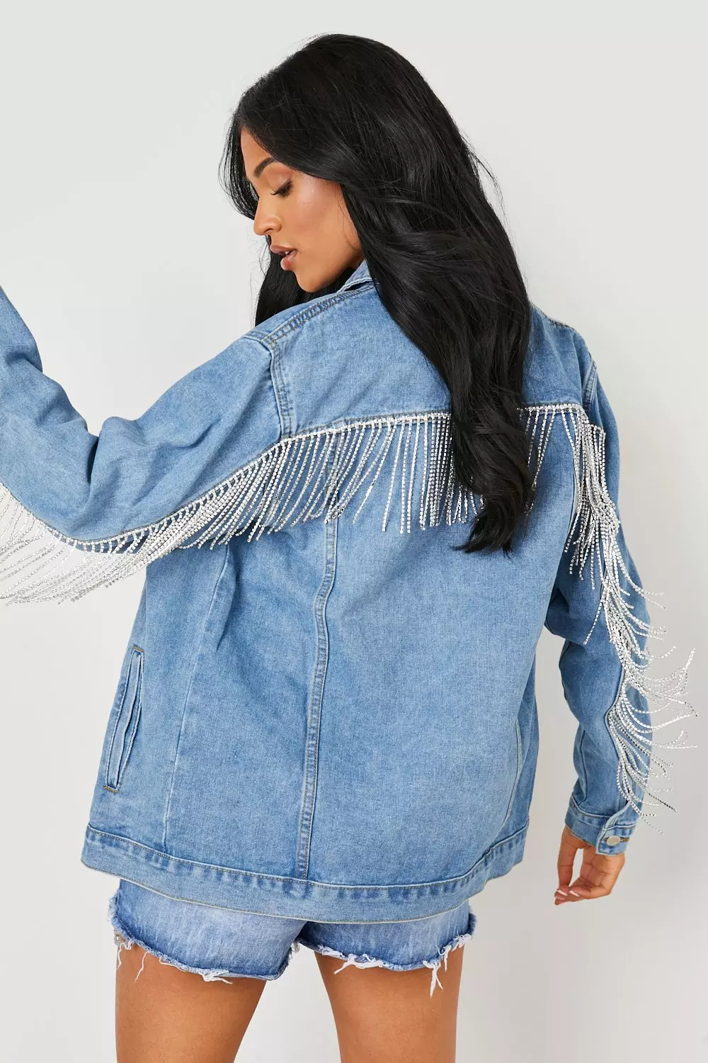 Denim jacket with diamantes sale